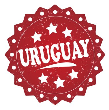 Beyaz arka plan üzerinde izole uruguay kırmızı grunge damgası