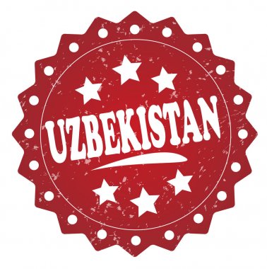 Beyaz arka plan üzerinde izole Özbekistan kırmızı grunge damgası