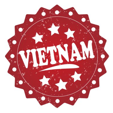 Beyaz arka plan üzerinde izole vietnam kırmızı grunge damgası