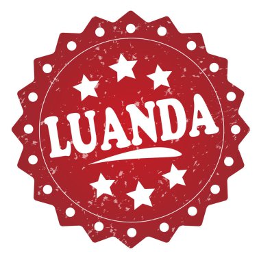 Beyaz arka plan üzerinde izole luanda kırmızı grunge damgası