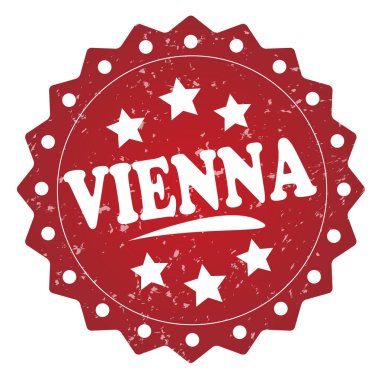 Beyaz arka plan üzerinde izole Viyana kırmızı grunge damgası