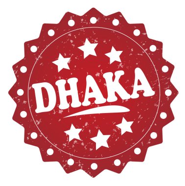 Beyaz arka plan üzerinde izole dhaka kırmızı grunge damgası