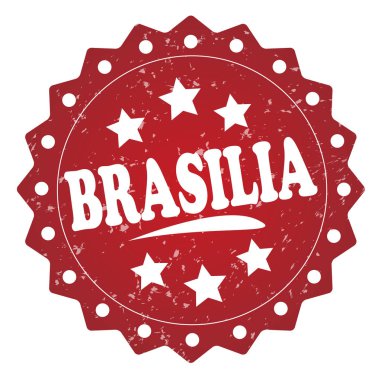 Beyaz arka plan üzerinde izole brasilia kırmızı grunge damgası