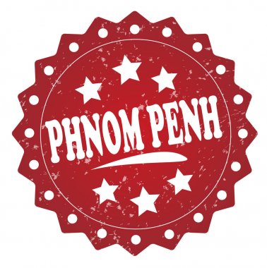 Beyaz arka plan üzerinde izole phnom penh kırmızı grunge damgası