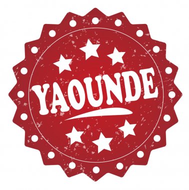 Beyaz arka plan üzerinde izole yaounde kırmızı grunge damgası