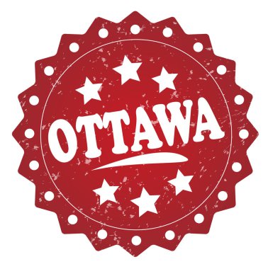 Beyaz arka plan üzerinde izole ottawa kırmızı grunge damgası