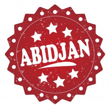 Beyaz arka plan üzerinde izole abidjan kırmızı grunge damgası