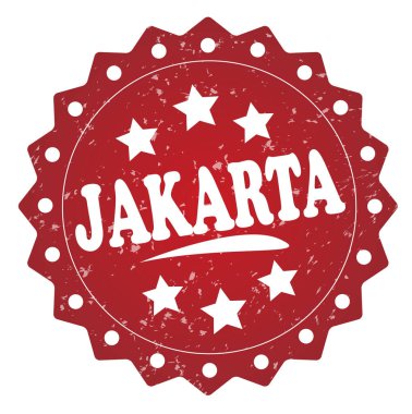 Beyaz arka plan üzerinde izole jakarta kırmızı grunge damgası