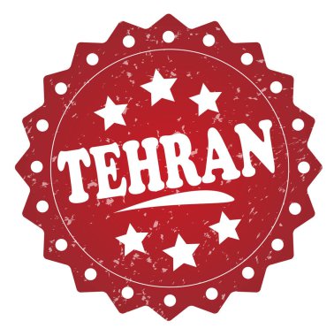Beyaz arka plan üzerinde izole Tahran kırmızı grunge damgası