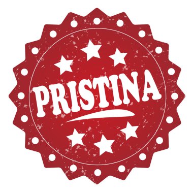 Beyaz arka plan üzerinde izole kırmızı Priştine grunge damgası