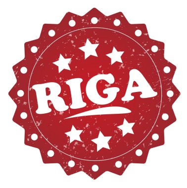 Beyaz arka plan üzerinde izole riga kırmızı grunge damgası