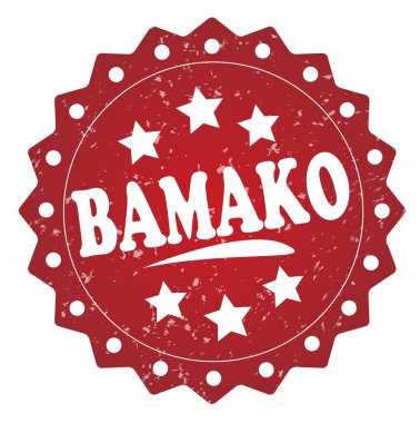 Beyaz arka plan üzerinde izole bamako kırmızı grunge damgası