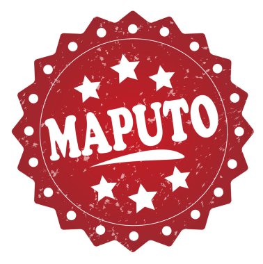 Beyaz arka plan üzerinde izole maputo kırmızı grunge damgası