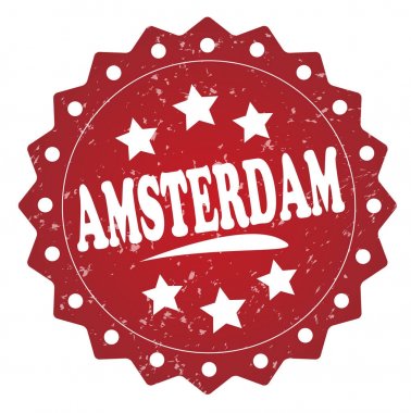Beyaz arka plan üzerinde izole amsterdam kırmızı grunge damgası