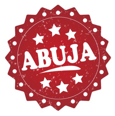Beyaz arka plan üzerinde izole abuja kırmızı grunge damgası