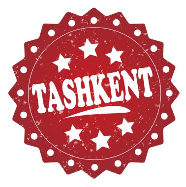 Beyaz arka plan üzerinde izole Taşkent kırmızı grunge damgası