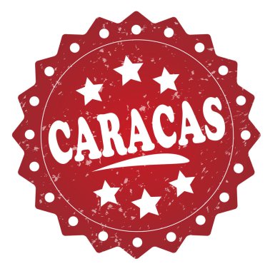 Beyaz arka plan üzerinde izole caracas kırmızı grunge damgası