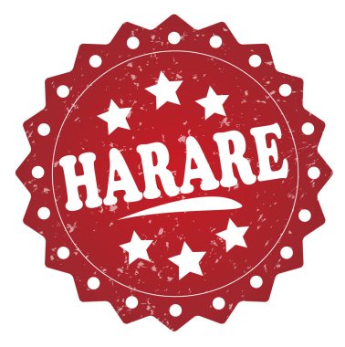 Beyaz arka plan üzerinde izole harare kırmızı grunge damgası
