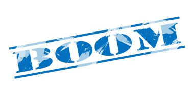 Beyaz arka plan üzerinde patlama mavi pul 