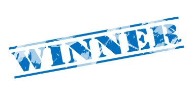 Beyaz arka plan üzerinde kazanan mavi pul 