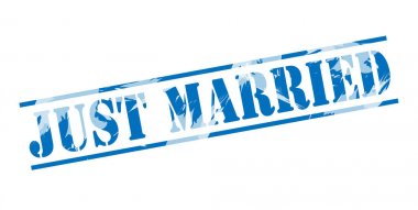 Beyaz arka plan üzerinde sadece evli mavi pul 