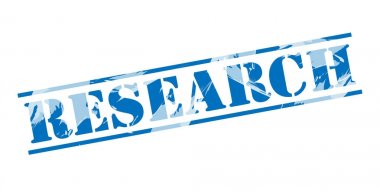 Beyaz arka plan üzerinde araştırma mavi pul 