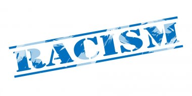 beyaz zemin üzerine ırkçılık mavi pul 