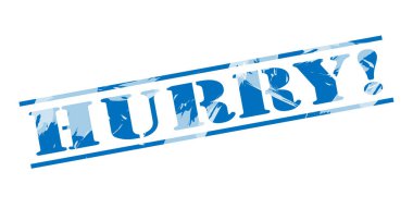 Çabuk ol! beyaz zemin üzerine mavi pul 