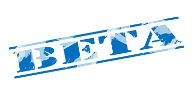 Beyaz arka plan üzerinde Beta mavi pul 