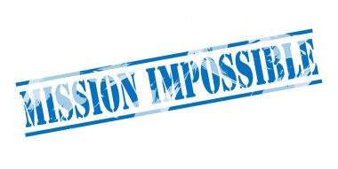 Beyaz arka plan görevi imkansız mavi damgası