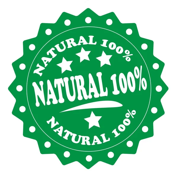 Natuurlijke 100 Procent Kleurrijke Stempel Witte Achtergrond — Stockfoto