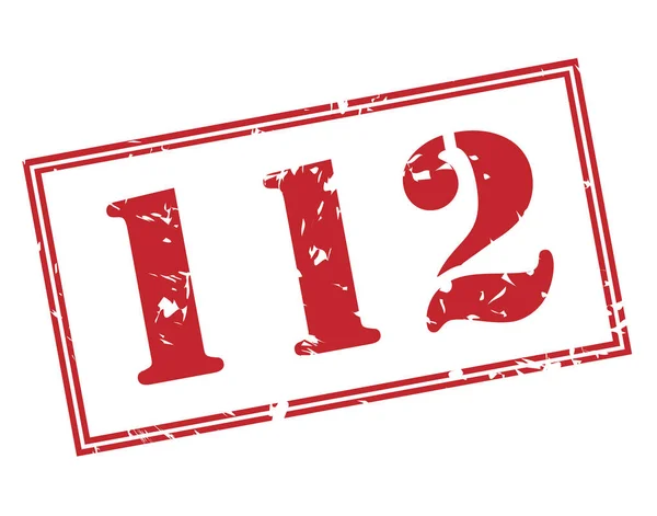 112 Röd Stämpel Isolerad Vit Bakgrund — Stockfoto