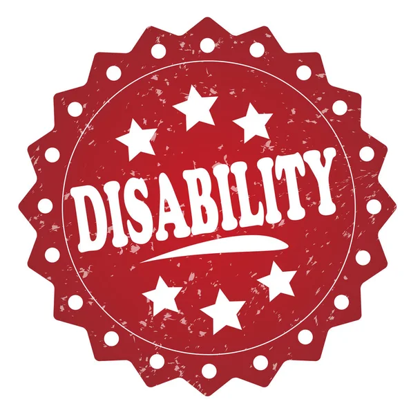 Disabilità Rosso Grunge Timbro Sfondo Bianco — Foto Stock