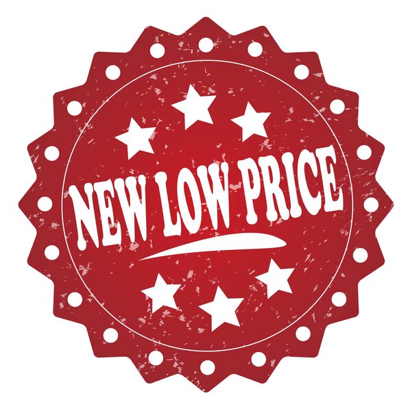 new low price red grunge stamp on white background