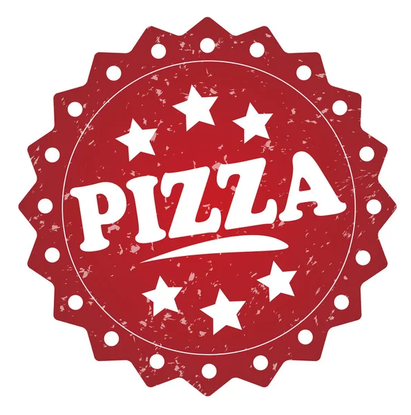 Pizza Red Grunge Stamp White Background — Stock Photo, Image