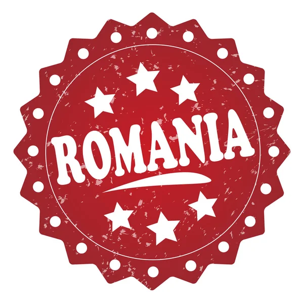 Romania Vermelho Grunge Carimbo Fundo Branco — Fotografia de Stock