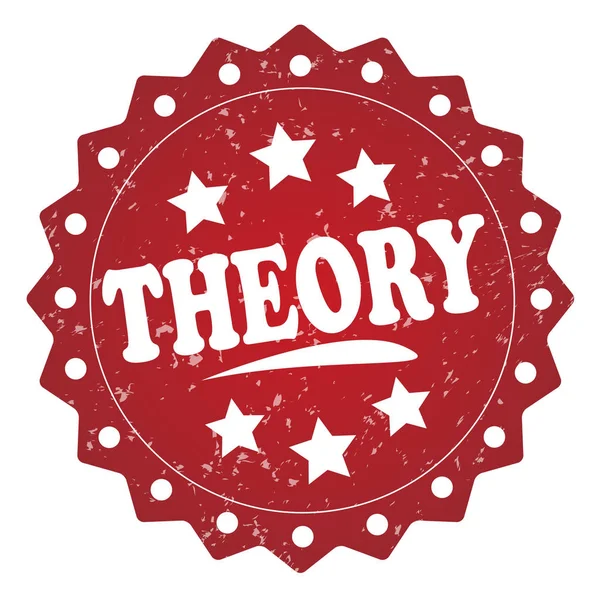 Theorie Rode Grunge Stempel Witte Achtergrond — Stockfoto