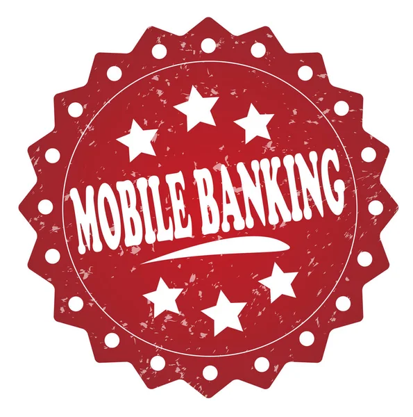 Мобільний Банкінг Червона Марка Білому Тлі — стокове фото