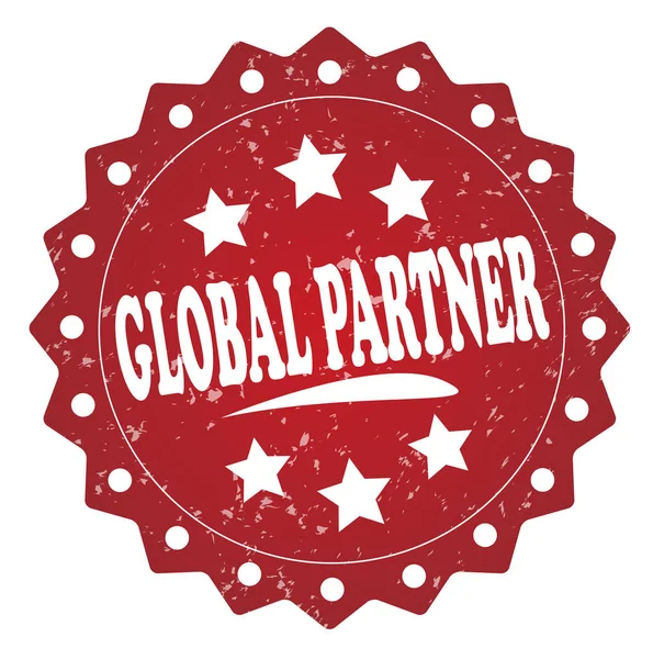 Partner Globale Rosso Grunge Timbro Sfondo Bianco — Foto Stock