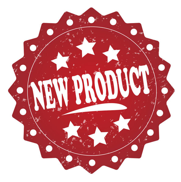 new product red grunge stamp on white background