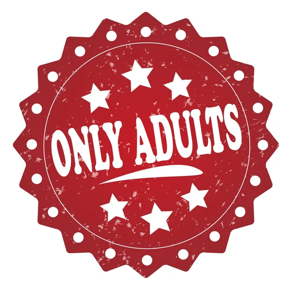 Only Adults Red Grunge Stamp White Background — Stock Photo, Image