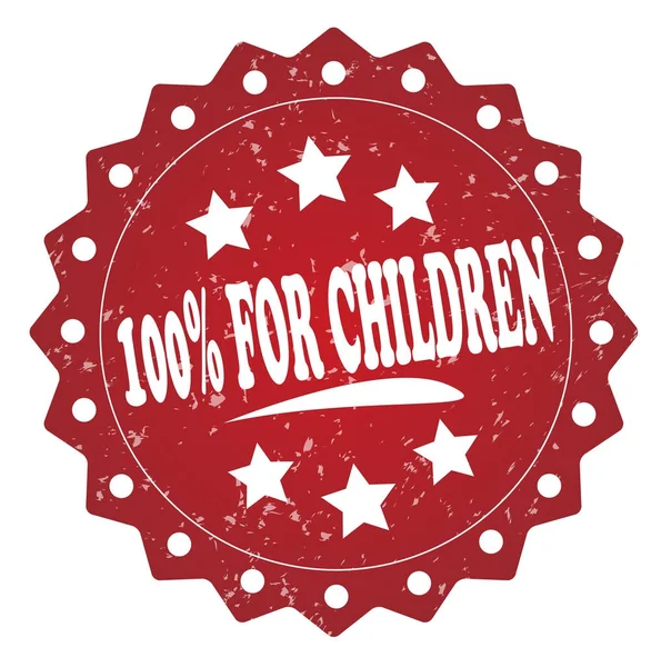 100 Percent Children Red Grunge Stamp White Background — Stock Photo, Image