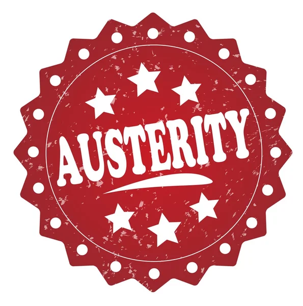 Austerity Red Grunge Stamp White Background — Stock Photo, Image