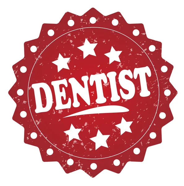 Dentist Red Grunge Stamp White Background — Stock Photo, Image