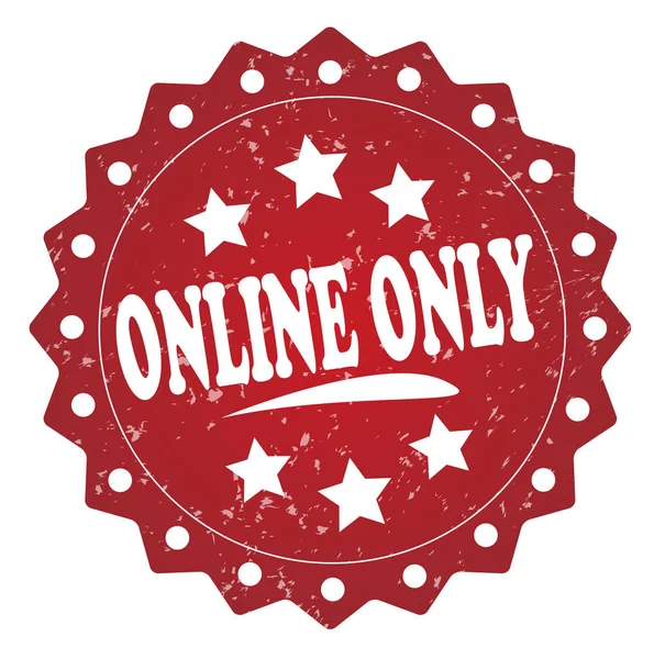 Online Only Red Grunge Stamp White Background — Stock Photo, Image