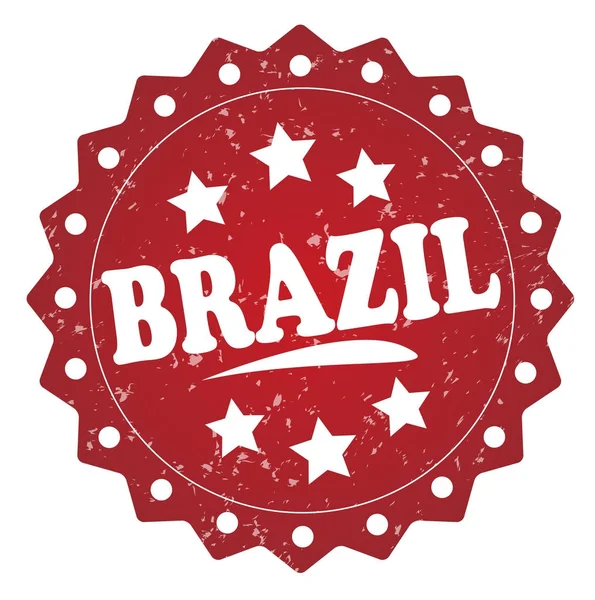 Brazil Red Grunge Stamp White Background — Stock Photo, Image
