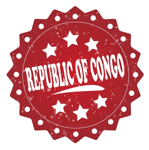 Repubblica Congo Francobollo Grunge Rosso Sfondo Bianco — Foto Stock