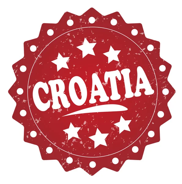 Horvátország Piros Grunge Bélyeg Fehér Háttér — Stock Fotó