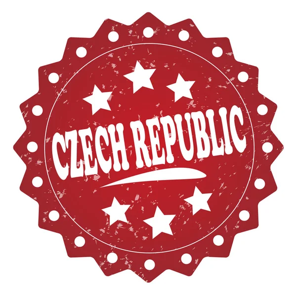 Tjeckien Röd Grunge Stämpel Vit Bakgrund — Stockfoto