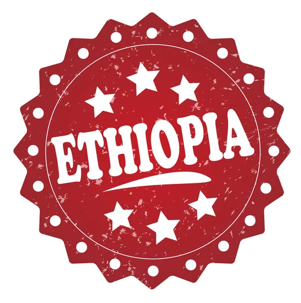 Etiopie Červené Grunge Razítko Bílém Pozadí — Stock fotografie